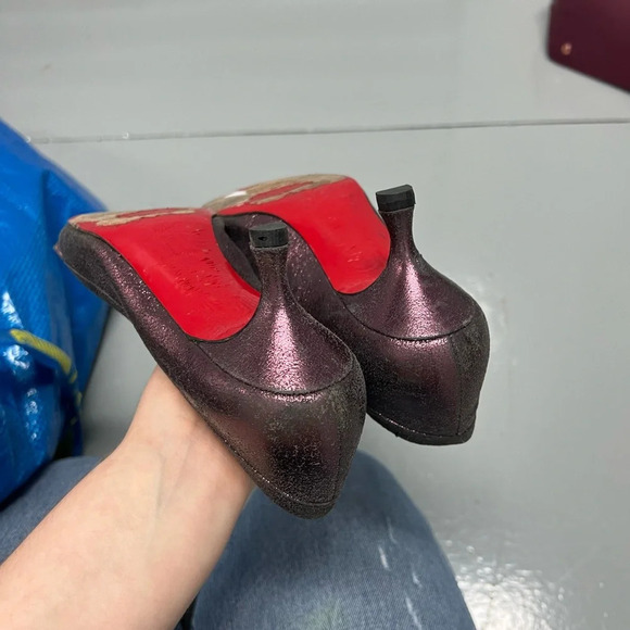 Christian Louboutin Purple Sparkle Kitten Heel Ballet Heels, size 37 - Picture 4 of 11